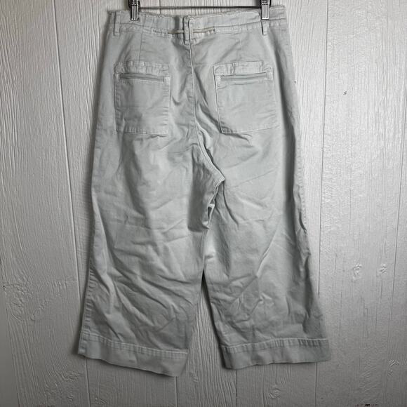 CHINO by Anthropologie Cropped Wide-leg Sky Blue Draw String Pants Size 30 Beach - Picture 6 of 9
